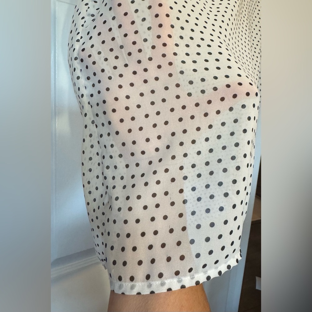 Maison Jules Off-White with Black Polka Dot Sheer Blouse Size Large - Picture 4 of 16